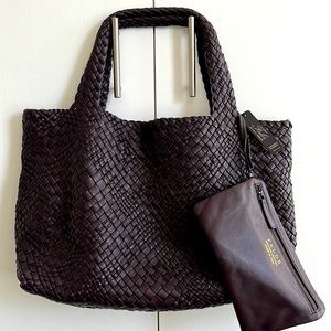 FALOR intrecciato Hand Woven Soft Falor Firenze Leather Tote, genuine